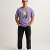 Men's Anime Lavender Oversized T-shirt | Cute Zoro Cartoon Print | Streetwear Cotton Tee
