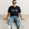 Men's Navy Blue Explore Printed Oversized T-shirt | Adventure Graphic Cotton Tee