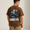 Men's Coffee Brown Oversized Gangster Graphic T-shirt