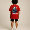 Men's Red Oversized Gangster Graphic T-shirt